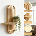 2 Pcs Wood Boho Arched Wall Shelf for Mini Plants & Decor (13.4" X 8.6") | Max 11 lbs Load, Moisture-proof, Space-saving. For Living Room, Entryway, Bedroom, Bathroom to Hold Succulent & Small Objects - size: 13.4" X 8.6"