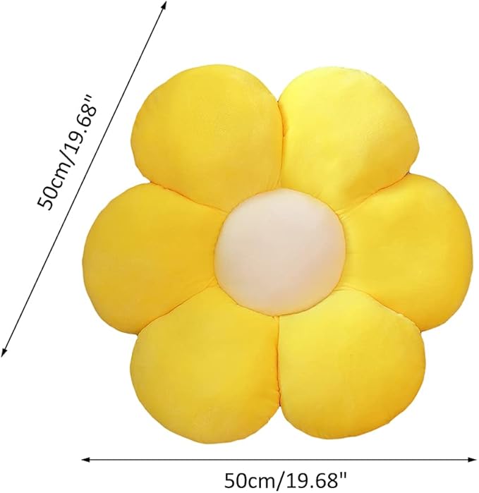 lannery Flower Plush Throw Pillows, Flower Floor Pillow Seating Cushion Toy for Reading, Room, Watching TV (19.7", Yellow-1)