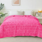 Exclusivo Mezcla Twin Size Fleece Blanket for Bed, Super Soft and Cozy Blankets All Season Use, Leaves Pattern, Plush Fuzzy Lightweight, Hot Pink, 60x80 Inch - color: Hot Pink, size: Twin(60"x80")