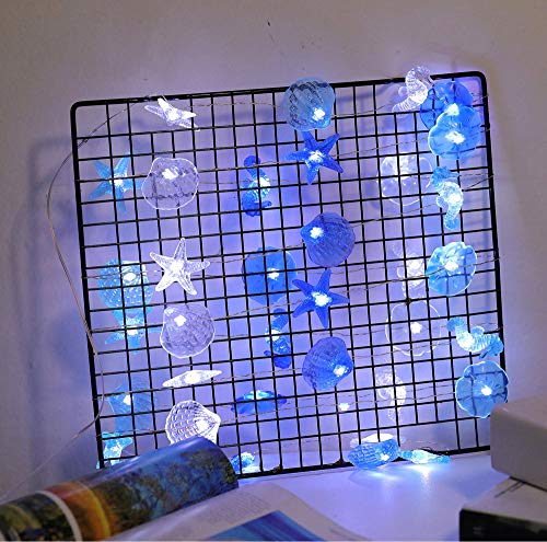 Starryfill Beach Theme 36 LED String Lights Jellyfish Seahorse Starfish 12.96ft Battery Operated Waterproof Cold White with Remote Control and Timer for Patio Wedding Nursery Bedroom Party Birthday - color: Jellyfish