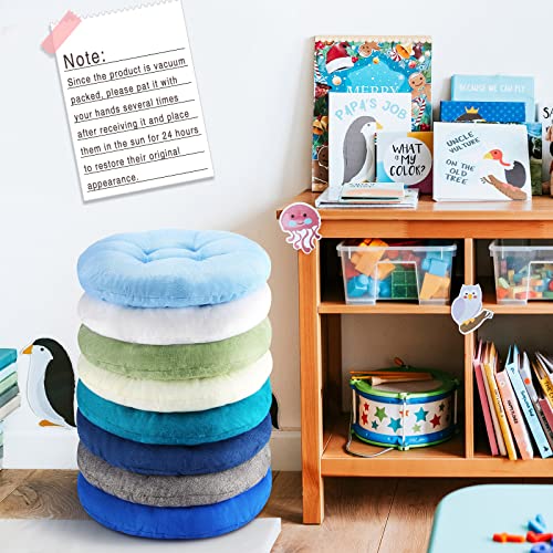 Fumete 8 Pcs 16 Inch Floor Cushions Pillow for Kids Bulk Classroom Round Flexible Seating Floor Cushions for Students Home Daycare School Reading Corner Yoga Meditation Picnic (Ocean Whisper) - color: Ocean Whisper
