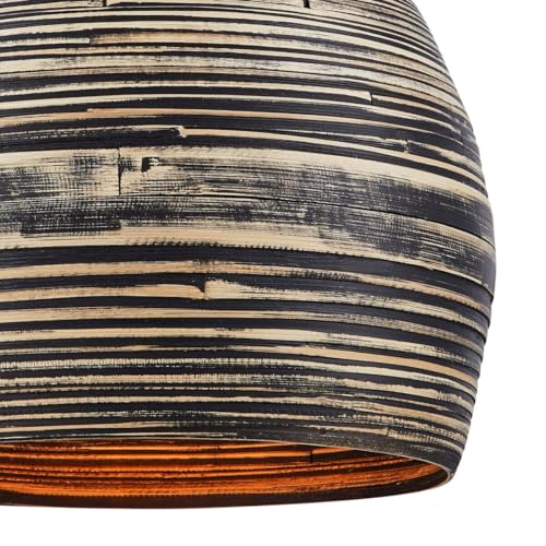 Savoy House 7-3096-1-202 Jamsen Bohemian Transitional Organic Spun Bamboo Pendant, 1-Light 60 Watt, 15" H x 16" W, Black Bamboo