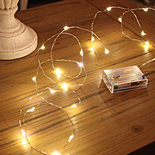 Ariceleo Led Fairy Lights Battery Operated, 1 Pack Mini Battery Powered Copper Wire Starry Fairy Lights for Bedroom, Christmas, Parties, Wedding, Centerpiece, Decoration (5m/16ft Warm White) - color: Warm White, size: 1 Pack