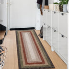 RUGSREAL 2x10 Long Hallway Runner Rug Braided Print Mat Kitchen Runner Rug with Rubber Backing Washable Farmhouse Runner Carpet Rustic Accent Area Rug for Living Room Bedroom Bathroom, Crimson/Earthy - color: Crimson/Earthy, size: 2' x 10' (Runner)