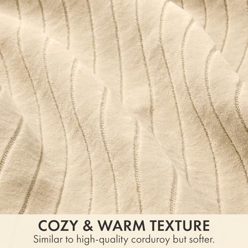 MIULEE Set of 2 Beige Decorative Throw Pillow Covers 18x18 Inch, Thick Soft Textured Striped Cushion Covers, Modern Solid Color Farmhouse Boho Pillow Case for Sofa Couch Bed Living Room - color: Beige, size: 18" x 18" (Pack of 2)