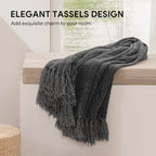 RECYCO Throw Blanket Soft Cozy Chenille Throw Blanket with Fringe Tassel for Couch Sofa Chair Bed Living Room Gift (Dark Gray, 60" x 80") - color: Dark Gray, size: 60'' X 80''