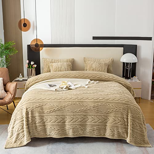 YUSOKI Sherpa Twin XL Blanket-3D Stylish Design Super Soft Fuzzy Cozy Warm Blanket Thick Plush Fluffy Furry Blankets for Teen Girls Women Couch Bed Sofa Chair Men Boys Gift(Tan,65"x90") - color: Tan-(without Pillows), size: Twin XL (65" x 90")