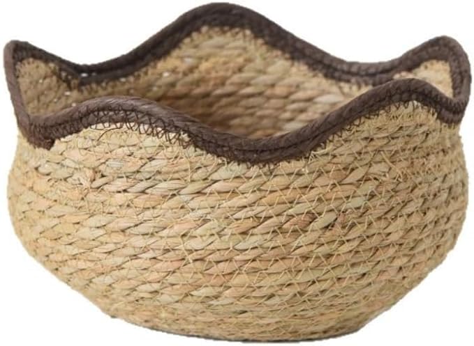 Wave Woven Planter Basket for Indoor Plants - Compact Multi-Use Storage Basket for Flowers, Farmhouse Home Decor - Fits Fresh/Artificial Plants(L)