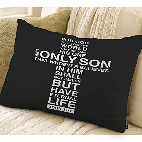 EKOBLA Bible Verse Oblong Throw Pillow Covers for God So Loved The World Christian Church Faith Holy Religious Decorative Cushion Cases for Couch Sofa Bedroom Cotton Linen 12x20 Inches - color: Multi-bs22, size: 20" x 12" (Pack of 1)