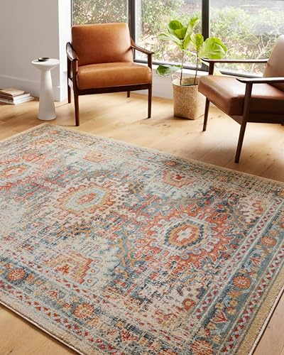 Loloi Jocelyn Collection JOC-03 Mist/Multi 7'-10" x 10' .38" Thick Area Rug - color: Mist / Multi, size: 7'10" x 10' (Rectangular)