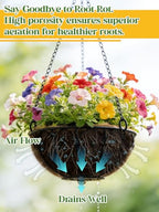 ANPHSIN 4Pcs 12inch Coconut Liners for Hanging Baskets Planters - Made of 100% Natural Coco Coir Fiber, Thick Breathable Round Liner for Outdoor Porch Garden Flower - size: 12in