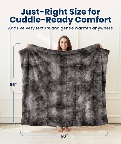 Everlasting Comfort Gray Faux Fur Throw Blanket for Couch – 50"x65" Minky Plush & Fluffy Throw, Soft Cozy Cover for Bed, Sofa & Living Room Home Decor (Pack of 2) - color: Gray (Pack of 2)