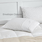King Pillow Shams 2 Pack, King Size Pillowcases, Soft Microfiber Geometric Tufted Pillow Covers with Envelope Closure, White, 20x36 Inches (No Insert)