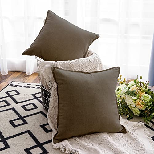 Jeanerlor Solid Cotton Linen Decoration 18"x18" Throw Pillow Cushion Case Special Pillow Cover Delicate Decorative Pillowcase for Couch/Bed/Chair,(45 x 45cm), Khaki - color: Khaki, size: 18" x 18" (Pack of 1)