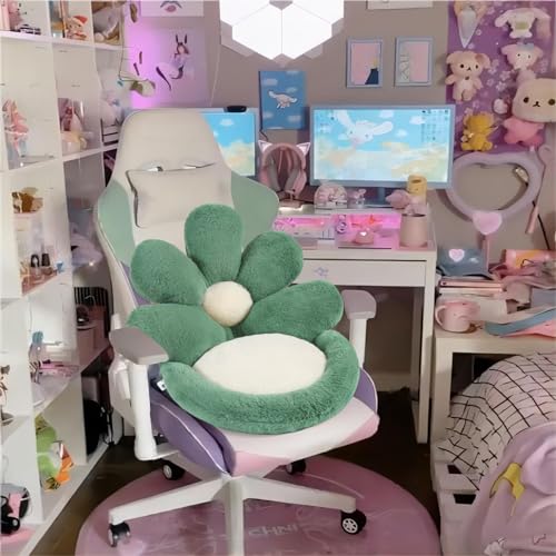 Ditucu Flower Shape Chair Cushion Comfy Kawaii Seat Cushions 19 inch Cute Stuff Pad Lazy Sofa Office Floor Pillow for Gaming Chairs Room Decor Green - color: Green, size: Small