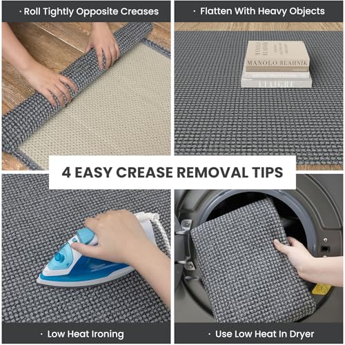 IOHOUZE Washable Runner Rug 2x5 Non Slip Runners for Hallways Entryway Runner Indoor, Kitchen Throw Rug Woven Cotton Floor Carpet for Hall Entrance Bedroom, Dark Grey - color: Dark Gray, size: 2' x 5' (Runner)