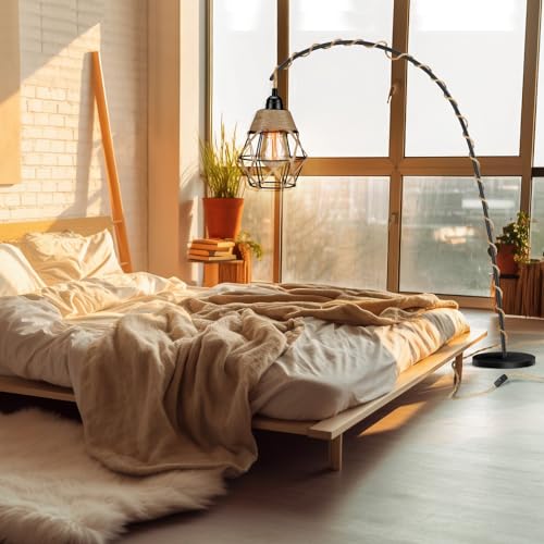 Plug in Pendant Light, Industrial Hanging Light with Plug in Cord, Hemp Rope On/Off Switch Farmhouse Pendant Light, Hanging Lamps for Dining Room - color: Beige