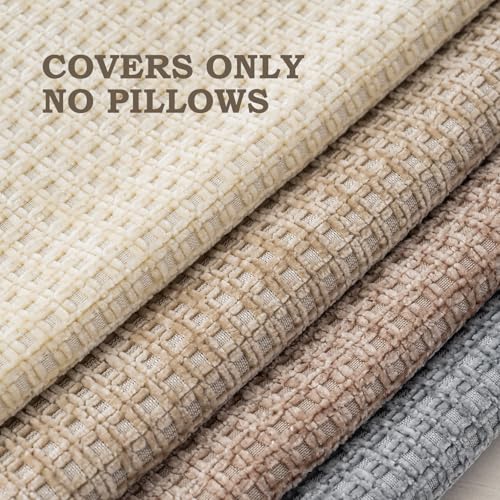 Pack of 4 Throw Pillow Covers 18x18 inch Beige Light Gray Boho Cushion Covers Decorative Farmhouse Pillow Covers for Couch Bed Sofa Living Room Home Decor Soft Square Pillowcase - color: Beige/Light Gray, size: 18" x 18" (Pack of 4)