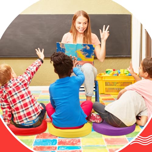 Juexica 4 Pcs Extra Thick Flexible Seating Floor Cushions Assorted Colored Pillow Floor Cushions for Classroom Soft Flexible Seating for Kids Learning Sitting Daycare School Chair (Bright Colors) - color: Bright Colors