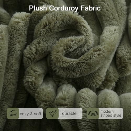 MeMoreCool Square Stuffed Pouf Ottoman Foot Rest, Stripe Furry Floor Pouf Foot Stool with Foam Chunk Filling, Soft Fluffy Stuffed Ottoman Footrest for Living Room, Faux Fur Green - color: Ribbed Green