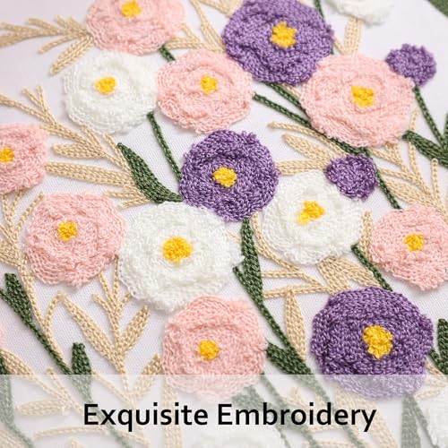Embroidered Throw Pillow Covers 18x18 Pack of 2 Floral Pillow Covers Farmhouse Pillowcases Outdoor Garden Cushion Case Summer Decorations for Home (Purple and Pink Flower) - color: Purple-pink Flower