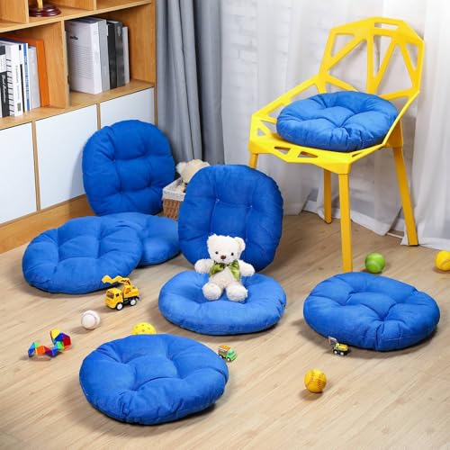 Fumete 8 Pcs 16 Inch Floor Cushions Pillow for Kids Bulk Classroom Round Flexible Seating Floor Cushions for Students Home Daycare School Reading Corner Yoga Meditation Picnic (Royal Blue) - color: Royal Blue