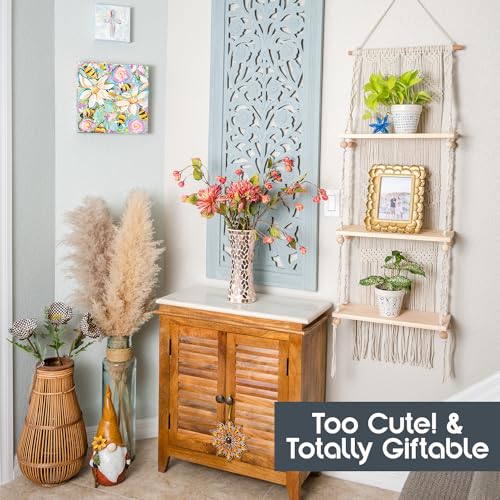 SnugLife Macrame Wall Hanging Shelf - 3 Tier Wall Plant Hanger Shelves with Handmade Woven Rope - Boho Shelves Organizer for Kitchen, Bathroom, Home Storage, Floating Plant Shelf (Pine Wood) - size: 3 Tier