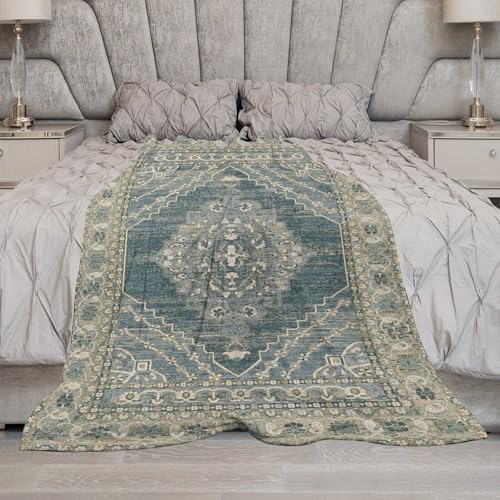 Colorful Southwest Throw Blanket,Boho Aztec Ethnic Abstract Flowers Burlap Linen Farmhouse Pattern Soft Throw Blanket for Couch Sofa Camping Office Travel Home Bedroom Decor All Seasons 30"x40" - color: Boho-5, size: 30x40in