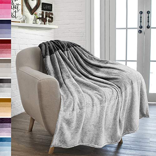 PAVILIA Gray Ombre Fleece Throw Blanket for Couch Sofa Bed, 60x80 Twin - color: Gradient - Charcoal, size: 60 x 80 Inches - Twin