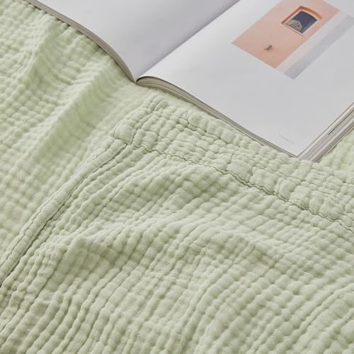 EMME Cotton Throw Blanket for Couch Soft Muslin Blankets 50"x60" Lightweight Breathable Blanket All Season Gauze Blanket, Mint Green - color: 19 - Mint Green, size: Throw (50" x 60")