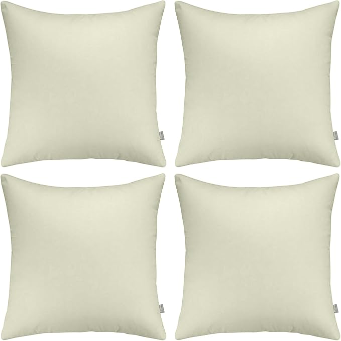 Thmyo 4-Pack 100% Cotton Comfortable Solid Decorative Throw Pillow Case Square Cushion Cover Pillowcase Sublimation Blank Pillow Covers DIY Throw Pillowcase for Sofa(18x18inch/45x45cm,Beige)
