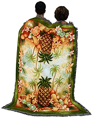 Pure Country Weavers Pineapples and Fruit Blanket by Elena Vladykina - Garden Floral Gift Tapestry Throw Woven from Cotton - Made in the USA (72x54) - color: Pineapples