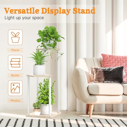 Oppro 3 Tier Plant Stand Indoor Outdoor, Metal Wood Tiered Corner Plant Stands Pot Holder, Wood Flower Shelf Orchid Display Rack for Living Room Bedroom Balcony Garden Patio, Modern White - color: White-3 Tier