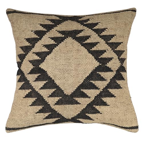 Indian Jute Pillow Covers Handwoven Rug Cushion Covers, Kilim Pillow Cases 18x18 Inches, Boho Home Décor, Vintage Oriental Decorative Throw Pillows Cover - color: Pattern 13