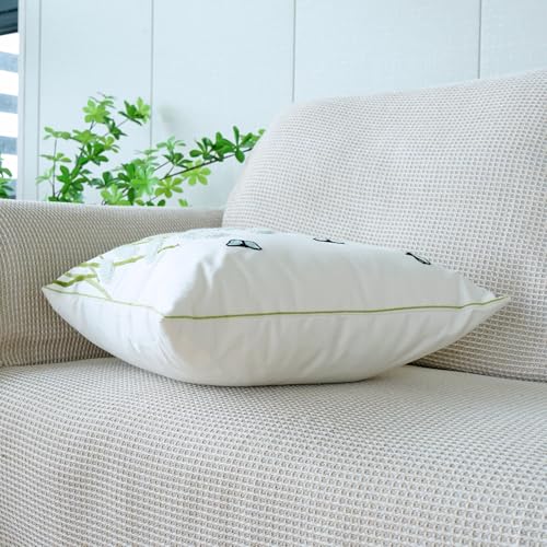 vctops Farmhouse Pampas Grass Cotton Tufted Throw Pillow Cover Boho Embroidery Pillowcase Soft Square Cushion Case for Sofa Couch Bed Chair (Light Green,18"x18") - color: Light Green