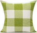 VAKADO 24x24 Set of 2 Green Farmhouse Buffalo Plaids Decorative Throw Pillow Covers Rustic Retro Classic Spring Check Square Cushion Cases Outdoor Home Decor for Couch Sofa Patio, Grass Green White