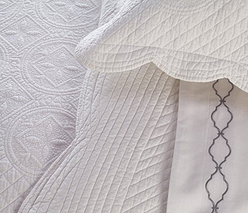 Calla Angel Sage Garden Luxury Pure Cotton Quilted Pillow Sham, Standard, 20x26, White - color: White, size: Standard
