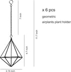 Air Plants Hanging Holders Indoor Small Metal Airplants Rack Hanger Himmeli Geometric Planter Tillandsia Air Ferns Display with Chains 6 Pcs Black Diamond Shape …