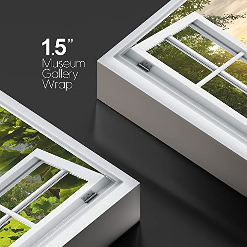 wall26 Canvas Print Wall Art Window View Swan Forest Lake Sunset Sky Zen Paradise Wilderness Nature Photography Realism Scenic Landscape Colorful Multicolor for Living Room, Bedroom, Office - 12x18 - color: A48-2204-irs12, size: 18"L x 12"W