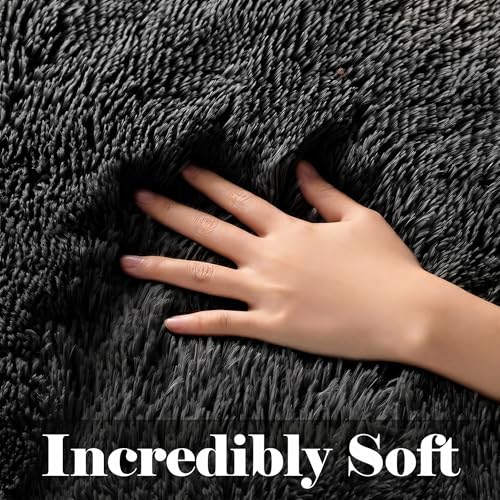 ONASAR Black Runner Rugs for Bedroom Living Room, 2x6 Bedside Fluffy Area Rug, Indoor Ultra Soft Plush Shaggy Furry Floor Throw Carpet for Hallway Nursery Kids Boys Girls Dorm Closet Home Decor - color: Black, size: 2' x 6' (Runner)