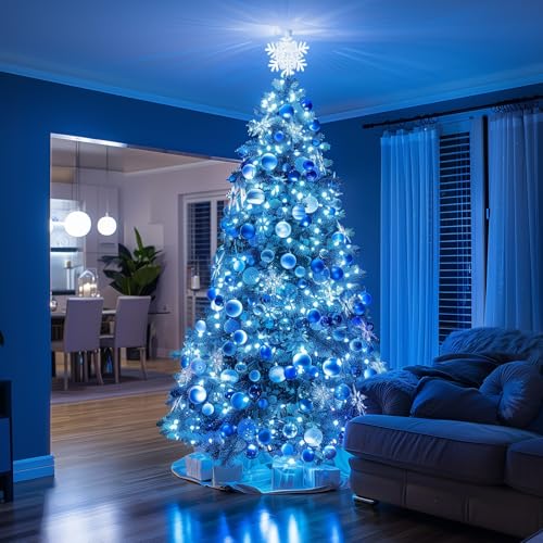 Brightown Battery Operated Christmas Lights 2 Pack 18 Feet 50 LED Clear Mini String Lights with 8 Modes Waterproof Tree Lights for Xmas Outdoor Indoor Holiday Party Garden Decor, Blue & White - color: Blue & White, size: 50 LEDs x 2 Pack