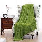 uxcell Cotton Cable Knit Throw Blanket Soft Throw Couch Covers Knitted Blankets for Sofa Bed, Yellow-Green Throw(47" x 70") - color: Yellow-green, size: Throw (47" *78")