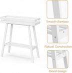 BAMBANG Bamboo Plant Stand Indoor, 2 Tier Small Plant Table, Tall Plant Stand for Indoor Plants, Window Sill Plant Shelf, Flower Pot Holder Plant Bench Plant Rack for Living Room, White