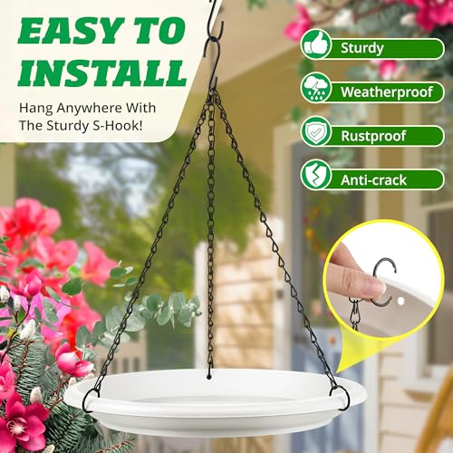 Hanging Planter for Indoor Outdoor Plants, 12" Plant Saucer with Basket Chains, Adjustable Plants Hanger Shelf Decorative Hanging Plant Flower Pot for Window Wall Ceiling Home Decor (5 Pcs,White) - color: White