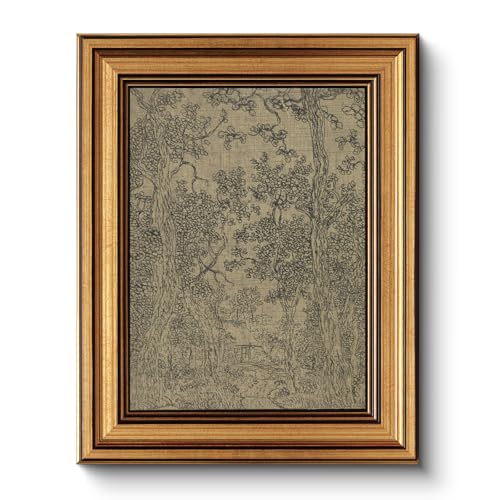 HUARCEY Gold Framed Canvas Wall Art, Antique Sketch Landscape Pictures Vintage Decor, Bedroom Kitchen Shelf Decor, Dark Moody Retro Country Farmhouse Canvas Paintings, 8x10inch - color: Landscape Sketch, size: 10"L x 8"W