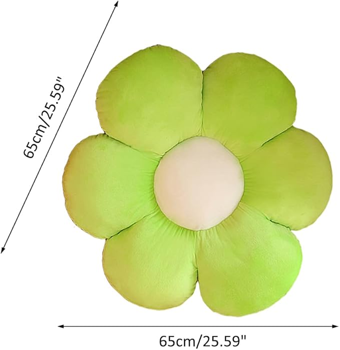 lannery Flower Plush Throw Pillows, Flower Floor Pillow Seating Cushion Toy for Reading, Room, Watching TV (25.6", Green)