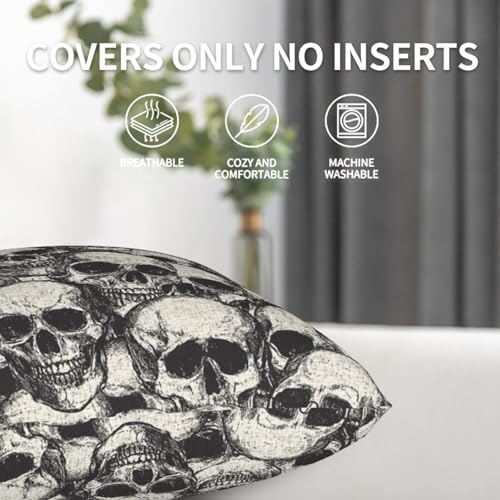 Skull Throw Pillow Covers 18x18 Set of 2 Skeleton Decorative Pillow Covers Outdoor Cushion Cases for Bedroom Living Room - color: Skull, size: 18" x 18" (Pack of 1)