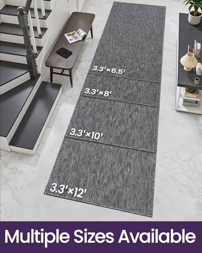 DEXI Hallway Runner Rug 3.3x6.7, Woven Braided Farmhouse Runner Carpet Indoor, Absorbent Thin Long Entryway Runners for Kitchen, Laundry Room, Patio Entrance, Dark Grey - color: Dark Grey, size: 3'3" X 6'7" (Rectangular)