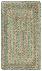 SAFAVIEH Area Rug 2x3 - Cape Cod Collection - Green & Natural Brown, Handmade Jute & Cotton, Woven Braided Design (CAP202Y) - color: Green/Natural, size: 2' x 3' (Rectangular)