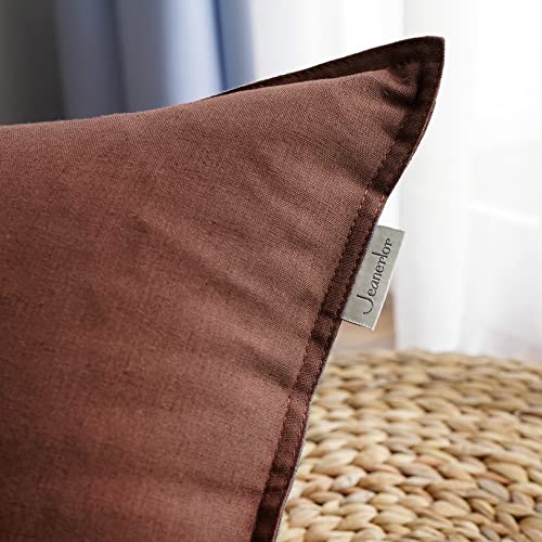 Jeanerlor Solid Cotton Linen Decoration 18"x18" Throw Pillow Cushion Case Special Pillow Cover Delicate Decorative Pillowcase for Couch/Bed/Chair,(45 x 45cm), Reddish Brown - color: Reddish Brown, size: 18" x 18" (Pack of 1)